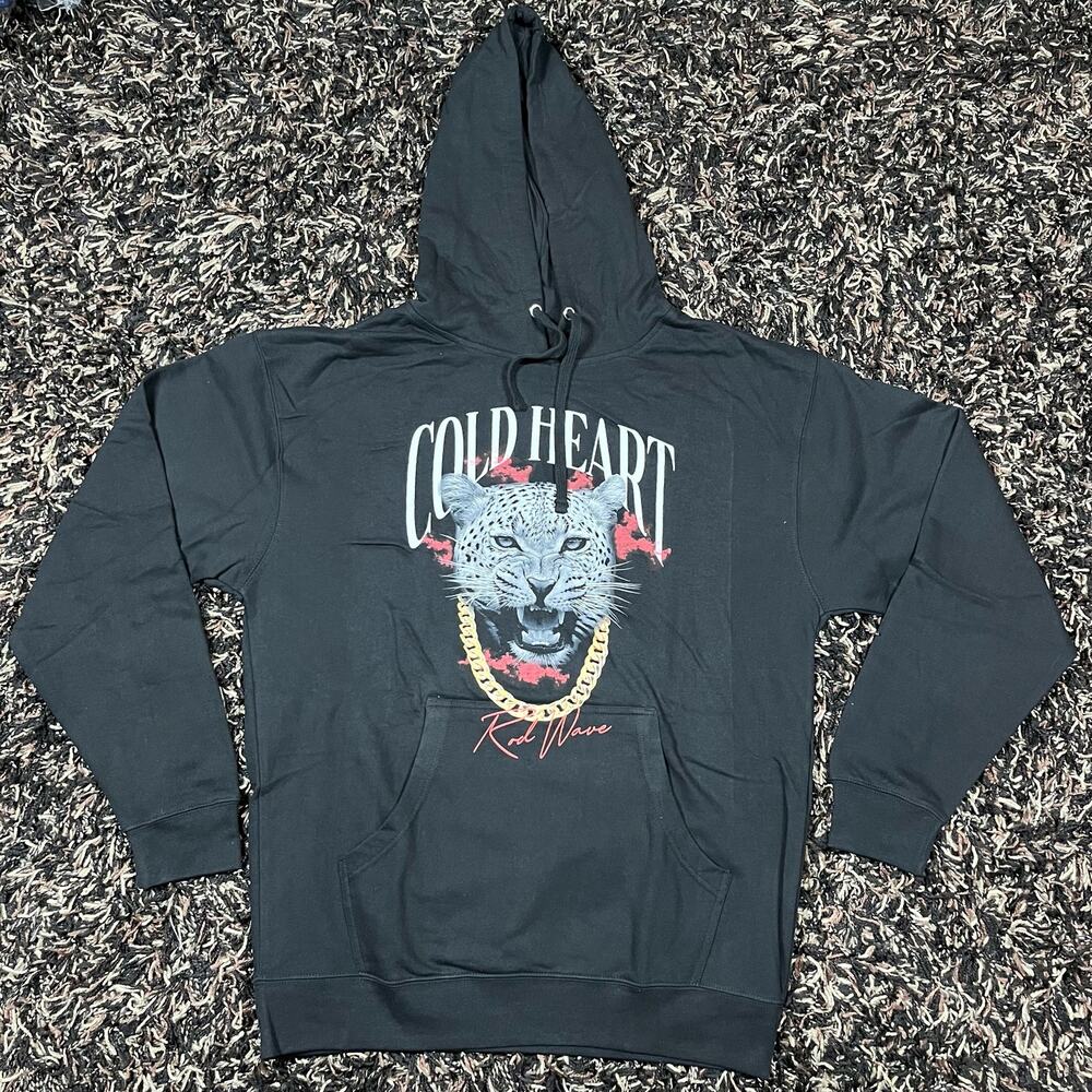 Rod Wave Soul Fly Cold Heart Black‎ pullover Hoodie Mens Sz L New